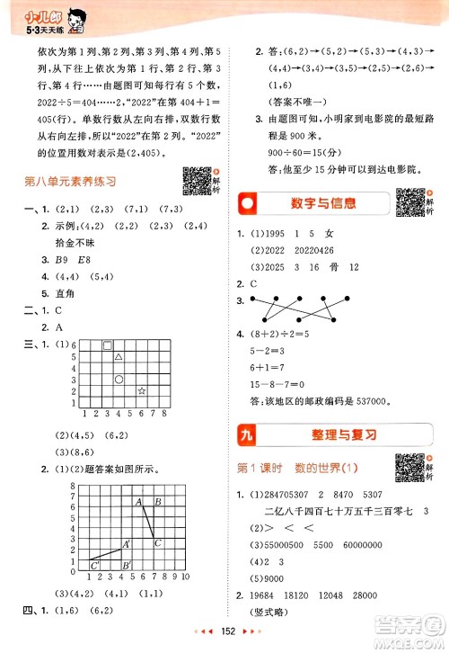 山东画报出版社2025年春53天天练四年级数学下册苏教版答案