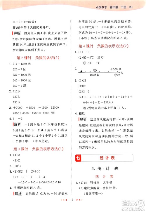 首都师范大学出版社2025年春53天天练四年级数学下册北京版答案