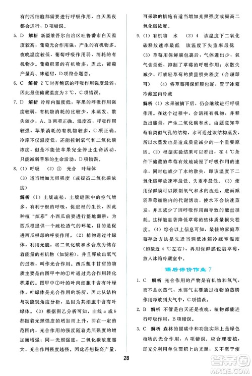 人民教育出版社2025年春同步轻松练习七年级生物下册人教版答案 人民教育出版社2025年春同步轻松练习七年级生物下册人教版答案