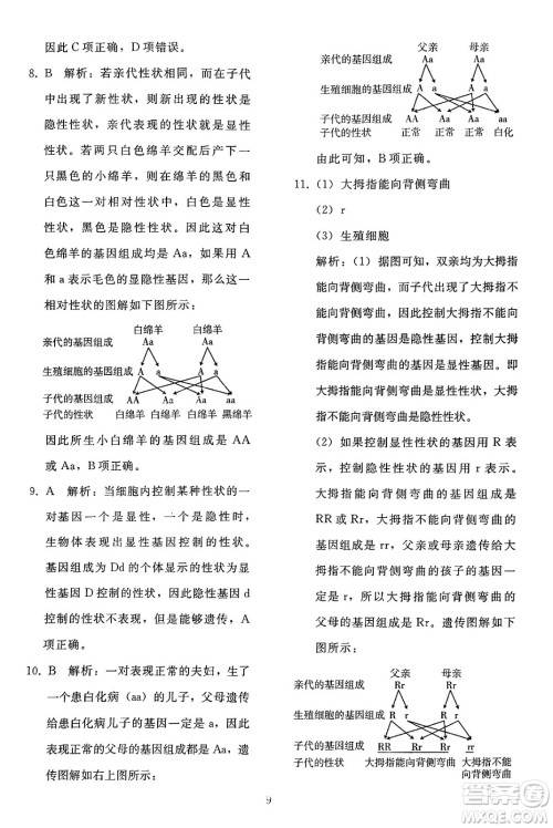 人民教育出版社2025年春同步轻松练习八年级生物下册人教版答案 人民教育出版社2025年春同步轻松练习八年级生物下册人教版答案