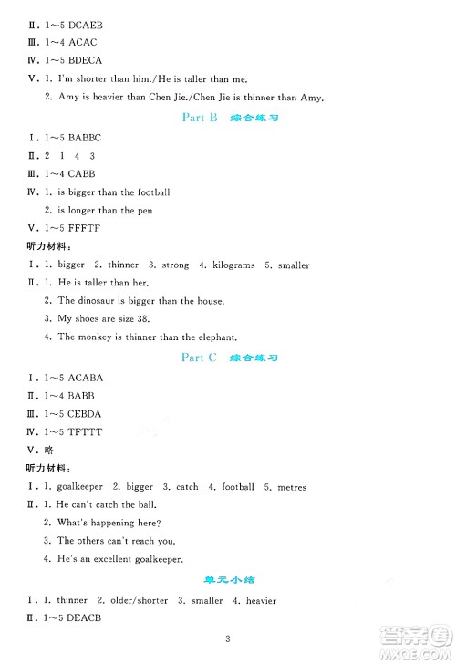 人民教育出版社2025年春同步轻松练习六年级英语下册人教PEP版答案 人民教育出版社2025年春同步轻松练习六年级英语下册人教PEP版答案