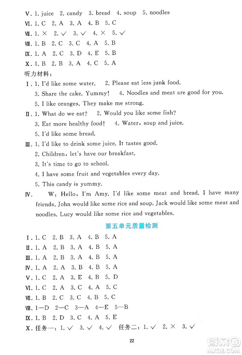 人民教育出版社2025年春同步轻松练习三年级英语下册人教PEP版答案