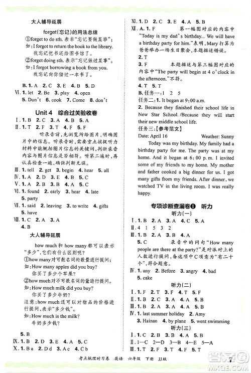 江西人民出版社2025年春王朝霞考点梳理时习卷六年级英语下册冀教版答案 江西人民出版社2025年春王朝霞考点梳理时习卷六年级英语下册冀教版答案