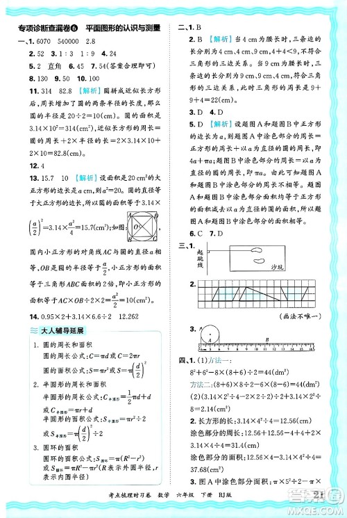 江西人民出版社2025年春王朝霞考点梳理时习卷六年级数学下册人教版答案 江西人民出版社2025年春王朝霞考点梳理时习卷六年级数学下册人教版答案