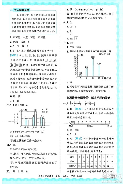 江西人民出版社2025年春王朝霞考点梳理时习卷六年级数学下册北师大版答案 江西人民出版社2025年春王朝霞考点梳理时习卷六年级数学下册北师大版答案