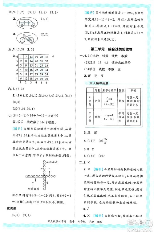 江西人民出版社2025年春王朝霞考点梳理时习卷六年级数学下册冀教版答案 江西人民出版社2025年春王朝霞考点梳理时习卷六年级数学下册冀教版答案