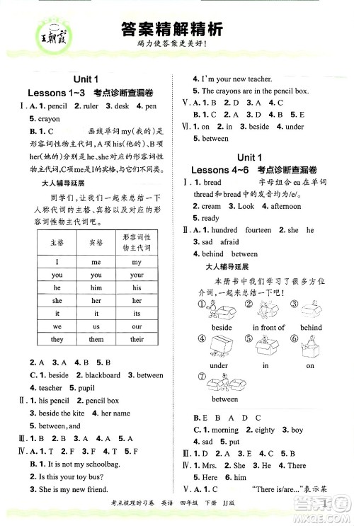 江西人民出版社2025年春王朝霞考点梳理时习卷四年级英语下册冀教版答案 江西人民出版社2025年春王朝霞考点梳理时习卷四年级英语下册冀教版答案
