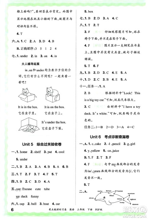 江西人民出版社2025年春王朝霞考点梳理时习卷三年级英语下册人教PEP版答案 江西人民出版社2025年春王朝霞考点梳理时习卷三年级英语下册人教PEP版答案