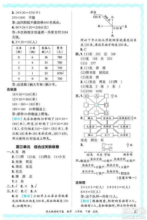 江西人民出版社2025年春王朝霞考点梳理时习卷三年级数学下册冀教版答案 江西人民出版社2025年春王朝霞考点梳理时习卷三年级数学下册冀教版答案