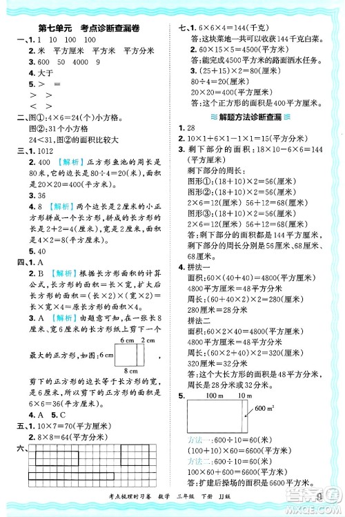 江西人民出版社2025年春王朝霞考点梳理时习卷三年级数学下册冀教版答案 江西人民出版社2025年春王朝霞考点梳理时习卷三年级数学下册冀教版答案