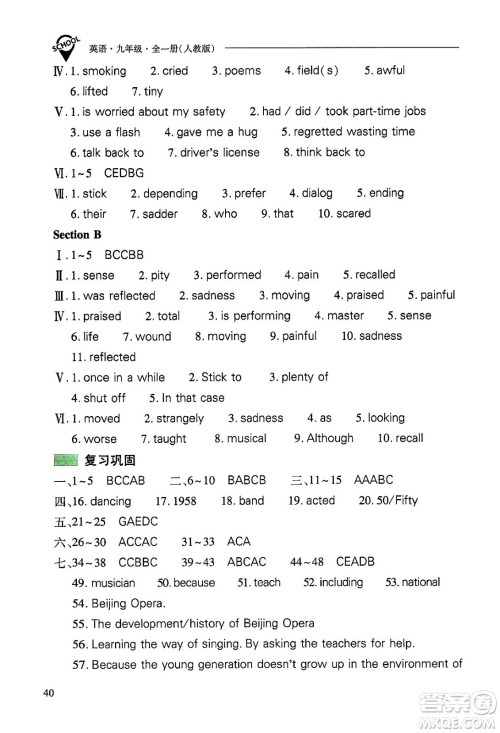 山西教育出版社2025年春新课程问题解决导学方案九年级英语下册人教版答案