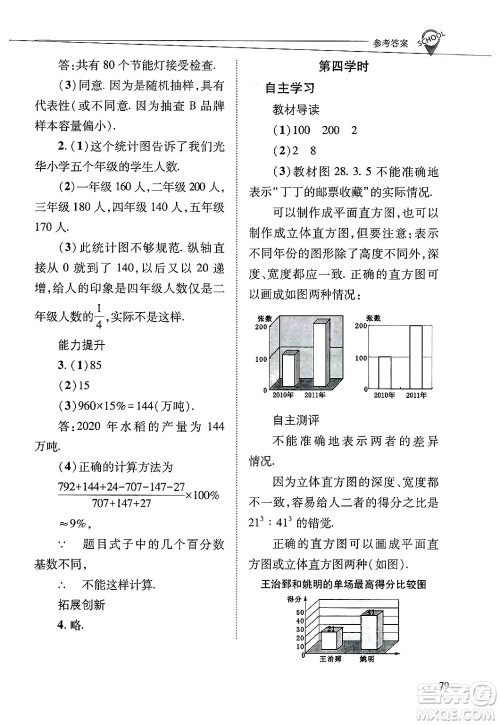 山西教育出版社2025年春新课程问题解决导学方案九年级数学下册华师版答案