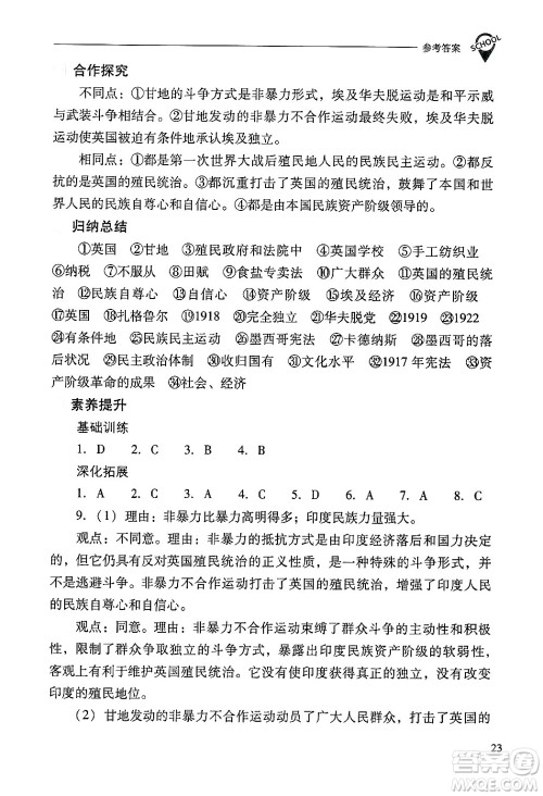 山西教育出版社2025年春新课程问题解决导学方案九年级历史下册人教版答案 山西教育出版社2025年春新课程问题解决导学方案九年级历史下册人教版答案
