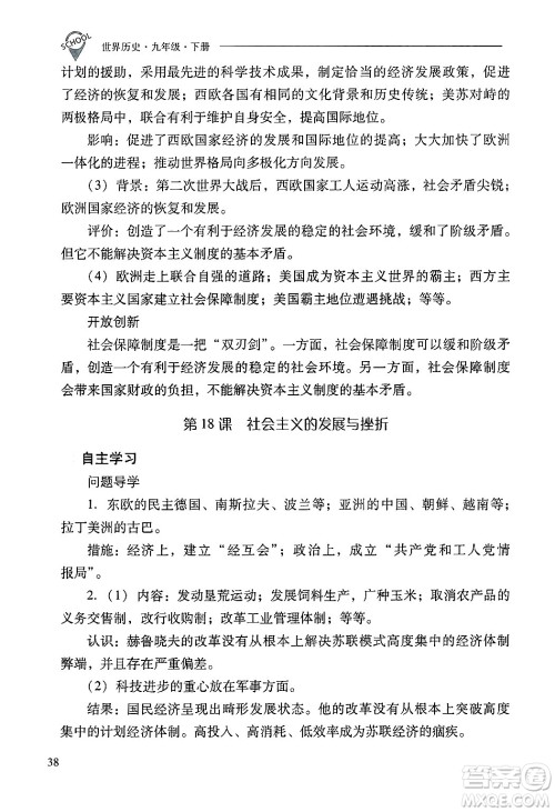 山西教育出版社2025年春新课程问题解决导学方案九年级历史下册人教版答案 山西教育出版社2025年春新课程问题解决导学方案九年级历史下册人教版答案