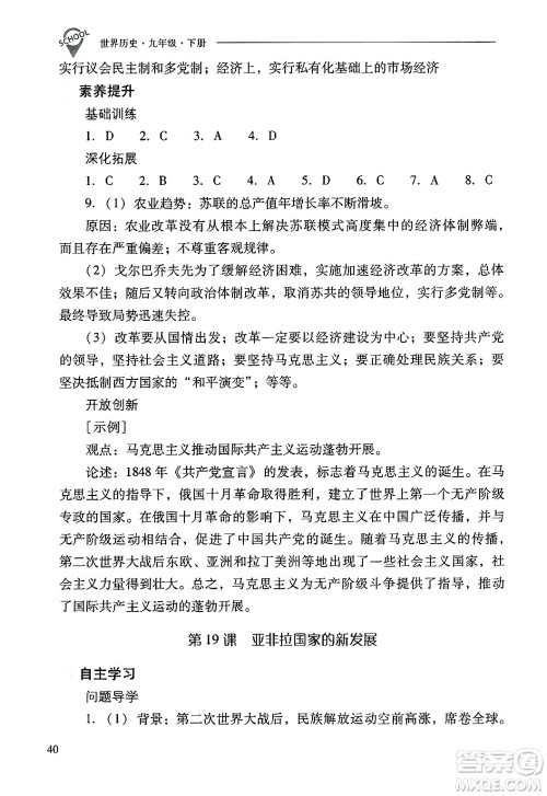 山西教育出版社2025年春新课程问题解决导学方案九年级历史下册人教版答案 山西教育出版社2025年春新课程问题解决导学方案九年级历史下册人教版答案