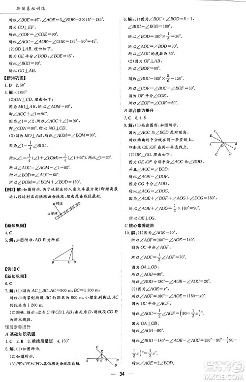 安徽教育出版社2025年春新编基础训练七年级数学下册人教版答案 安徽教育出版社2025年春新编基础训练七年级数学下册人教版答案