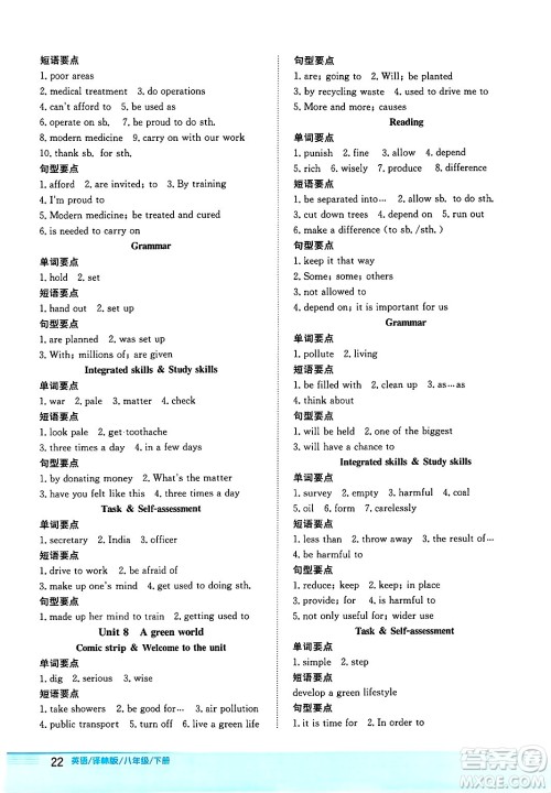 安徽教育出版社2025年春新编基础训练八年级英语下册译林版答案 安徽教育出版社2025年春新编基础训练八年级英语下册译林版答案