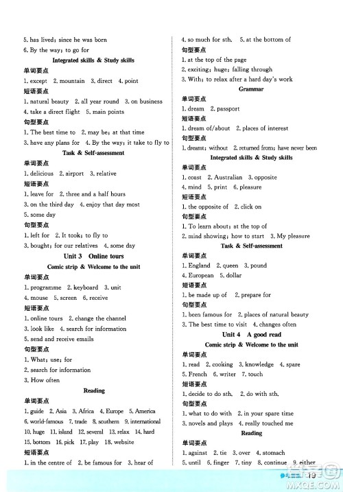 安徽教育出版社2025年春新编基础训练八年级英语下册译林版答案 安徽教育出版社2025年春新编基础训练八年级英语下册译林版答案