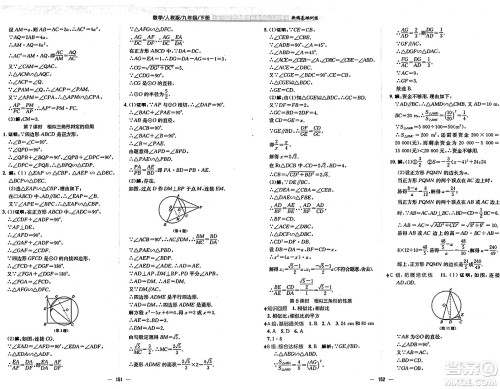 安徽教育出版社2025年春新编基础训练九年级数学下册人教版答案