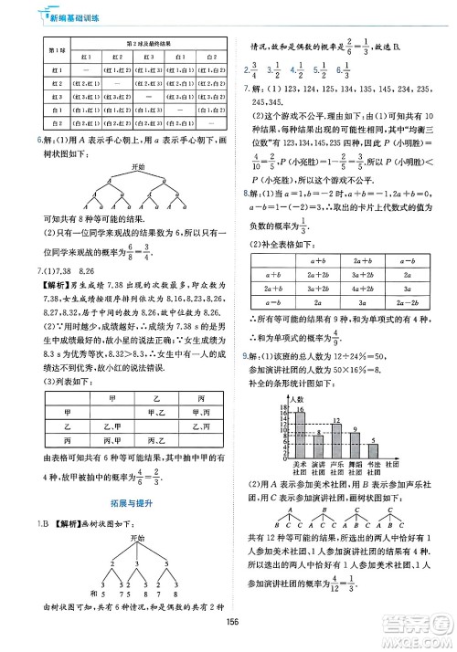 黄山出版社2025年春新编基础训练九年级数学下册沪科版答案