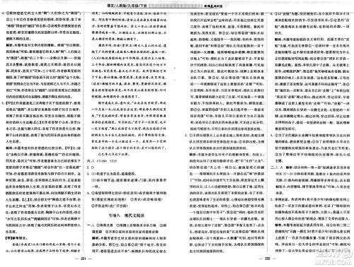 安徽教育出版社2025年春新编基础训练九年级语文下册人教版答案