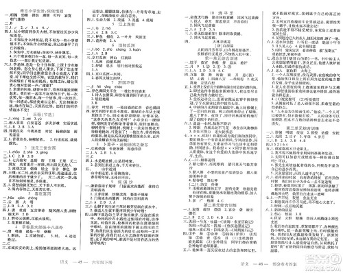 二十一世纪出版社集团2025年春新课程新练习六年级语文下册部编版答案