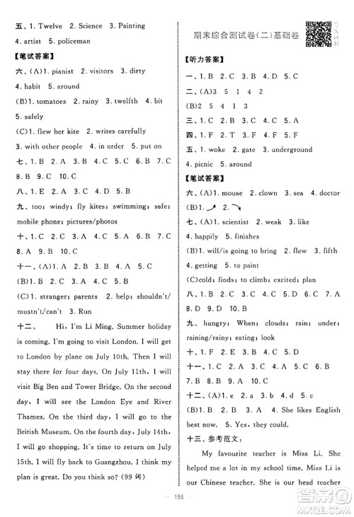 宁夏人民教育出版社2025年春经纶学霸学霸提优大试卷六年级英语下册江苏版答案