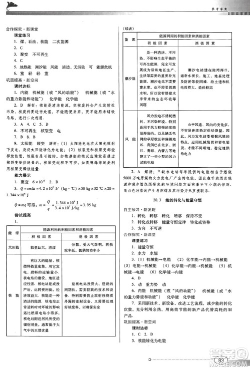 广东教育出版社2025年春南方新课堂金牌学案九年级物理下册沪粤版答案