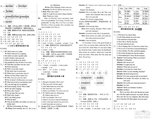 吉林教育出版社2025年春荣德基好卷三年级英语下册人教PEP版答案
