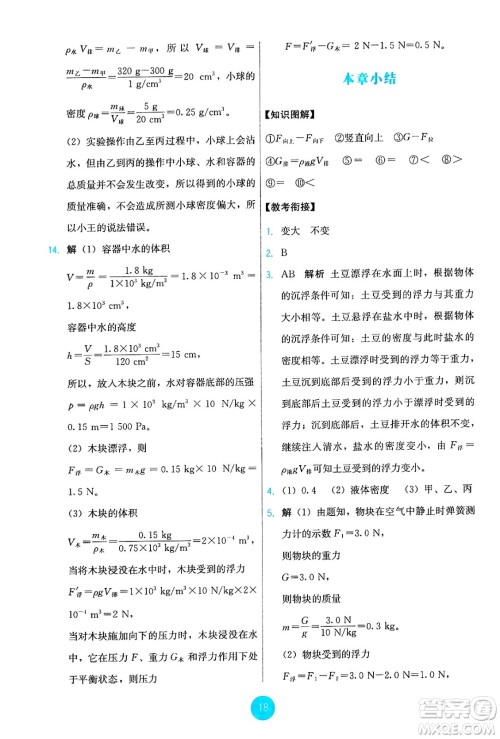 人民教育出版社2025年春能力培养与测试八年级物理下册人教版答案