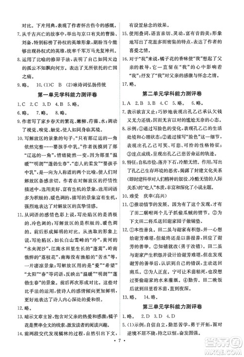 人民教育出版社2025年春能力培养与测试九年级语文下册人教版湖南专版答案 人民教育出版社2025年春能力培养与测试九年级语文下册人教版湖南专版答案