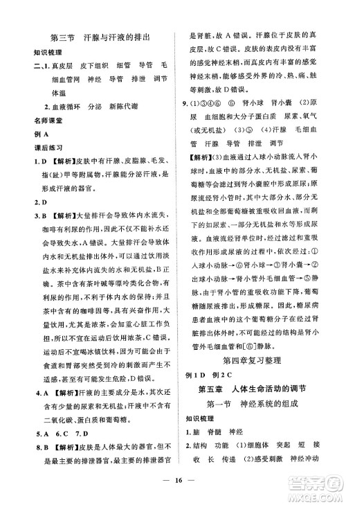 江西人民出版社2025年春一课一练创新练习七年级生物下册冀少版答案 江西人民出版社2025年春一课一练创新练习七年级生物下册冀少版答案