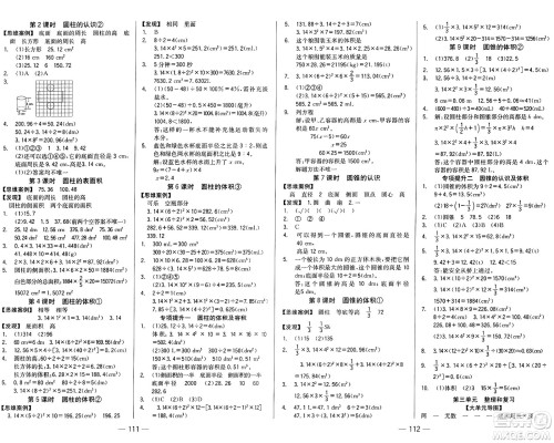 湖南教育出版社2025年春学法大视野六年级数学下册人教版答案