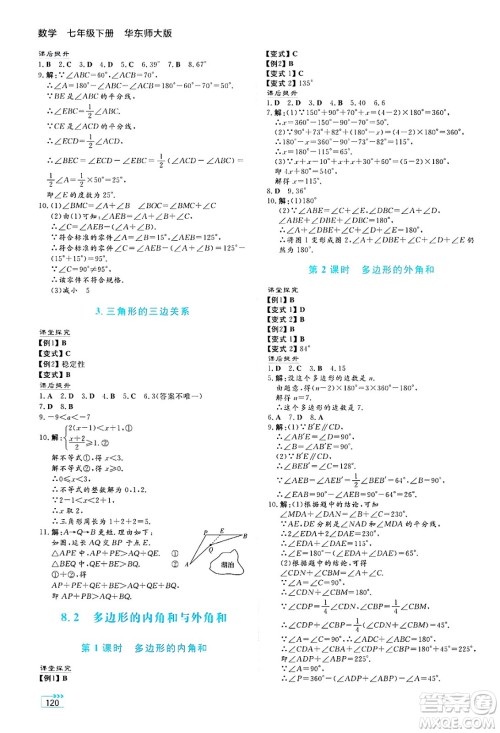 湖南教育出版社2025年春学法大视野七年级数学下册华师版答案