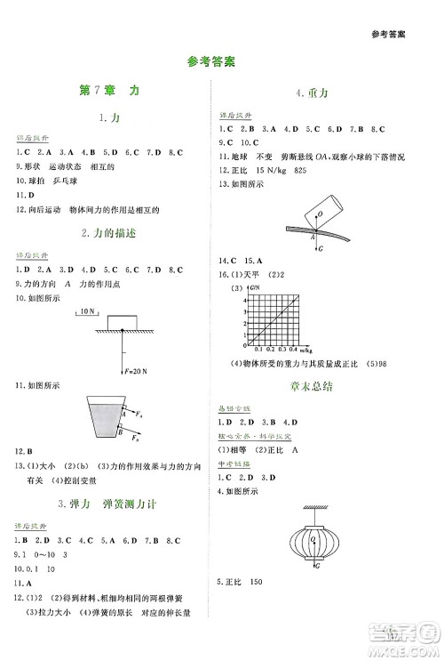 湖南教育出版社2025年春学法大视野八年级物理下册教科版答案