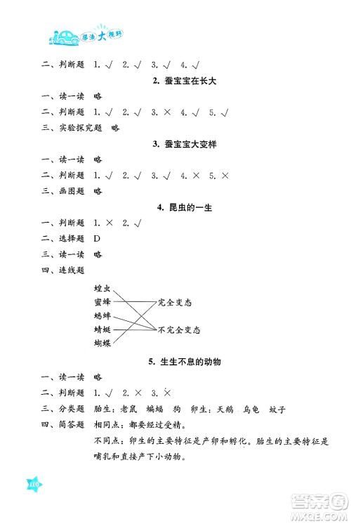 湖南教育出版社2025年春学法大视野四年级科学下册湘科版答案