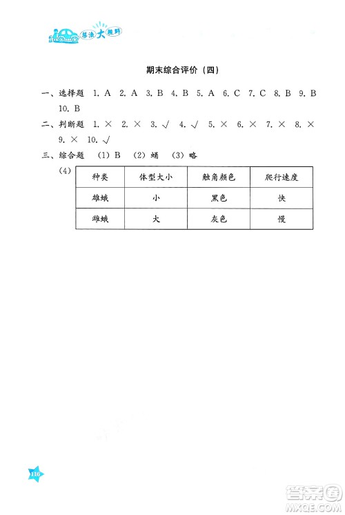 湖南教育出版社2025年春学法大视野四年级科学下册湘科版答案