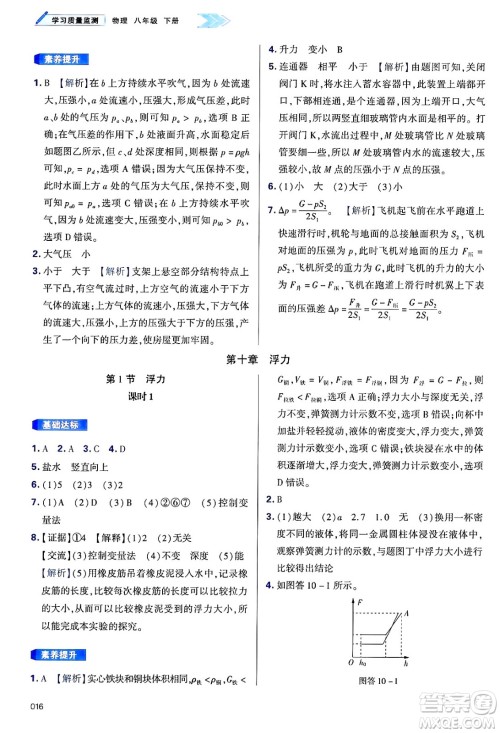 天津教育出版社2025年春学习质量监测八年级物理下册人教版答案