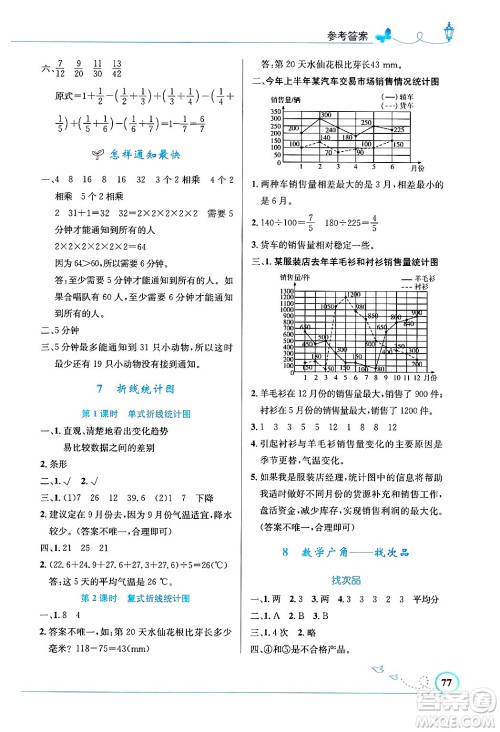人民教育出版社2025年春小学同步测控优化设计五年级数学下册人教版福建专版答案