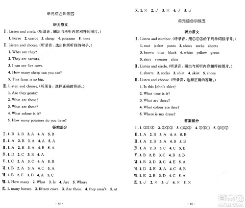 人民教育出版社2025年春小学同步测控优化设计四年级英语下册人教PEP版增强版三起点答案 人民教育出版社2025年春小学同步测控优化设计四年级英语下册人教PEP版增强版三起点答案