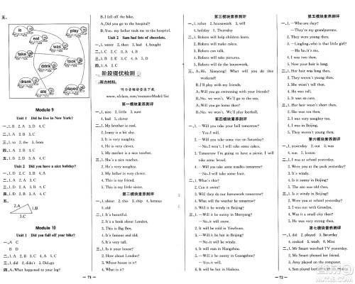 人民教育出版社2025年春百年学典同步导学与优化训练四年级英语下册外研版答案