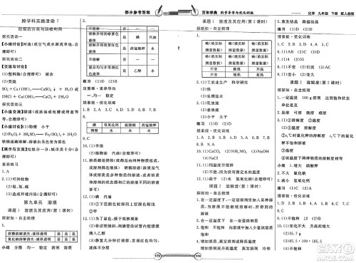 人民教育出版社2025年春百年学典同步导学与优化训练九年级化学下册人教版答案