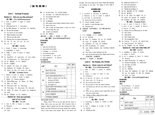 天津人民出版社2025年春全品作业本七年级英语下册人教版陕西专版答案 天津人民出版社2025年春全品作业本七年级英语下册人教版陕西专版答案