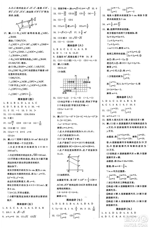 天津人民出版社2025年春全品作业本七年级数学下册人教版天津专版答案