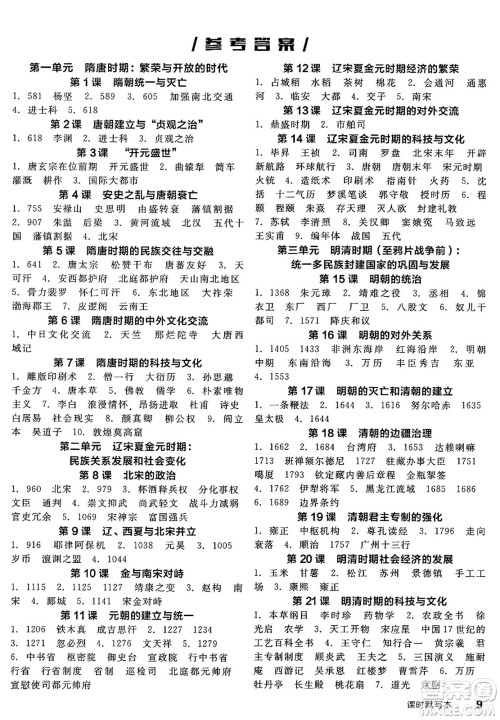 沈阳出版社2025年春全品作业本七年级历史下册人教版陕西专版答案 沈阳出版社2025年春全品作业本七年级历史下册人教版陕西专版答案