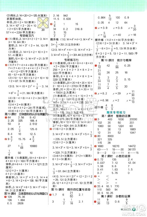 江西教育出版社2025年春阳光同学计算小达人六年级数学下册青岛版答案