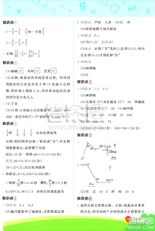 江西教育出版社2025年春阳光同学计算小达人五年级数学下册青岛版答案
