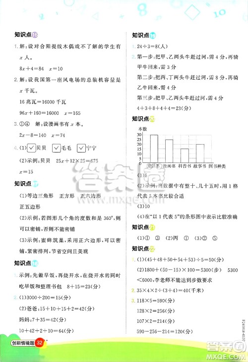 江西教育出版社2025年春阳光同学计算小达人四年级数学下册北师大版答案
