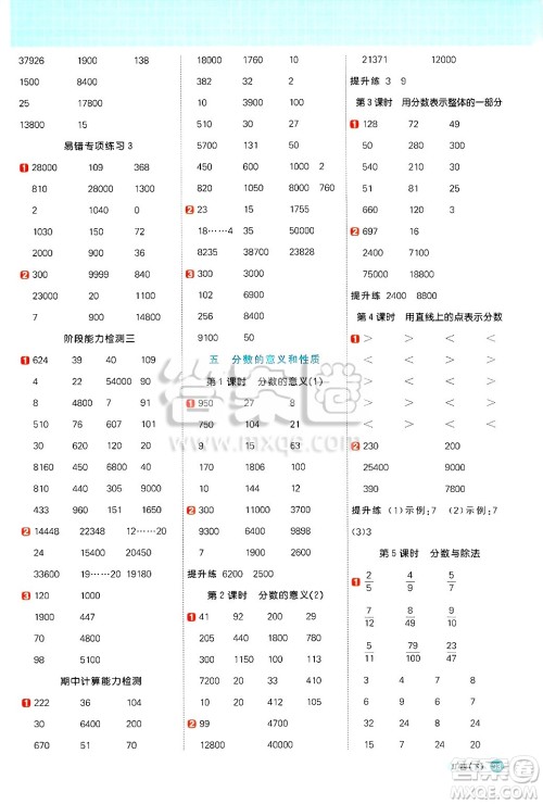江西教育出版社2025年春阳光同学计算小达人四年级数学下册冀教版答案