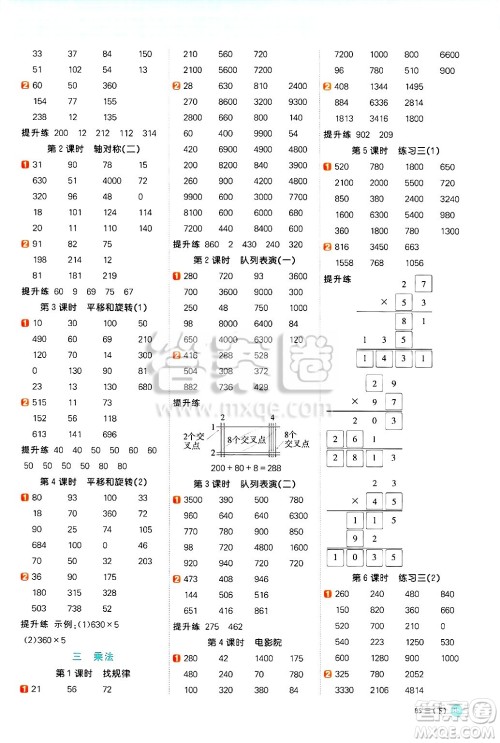 江西教育出版社2025年春阳光同学计算小达人三年级数学下册北师大版答案 江西教育出版社2025年春阳光同学计算小达人三年级数学下册北师大版答案